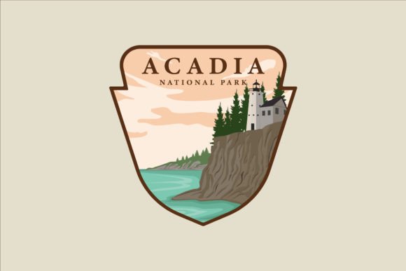 Acadia National Park Emblem Logo Vector