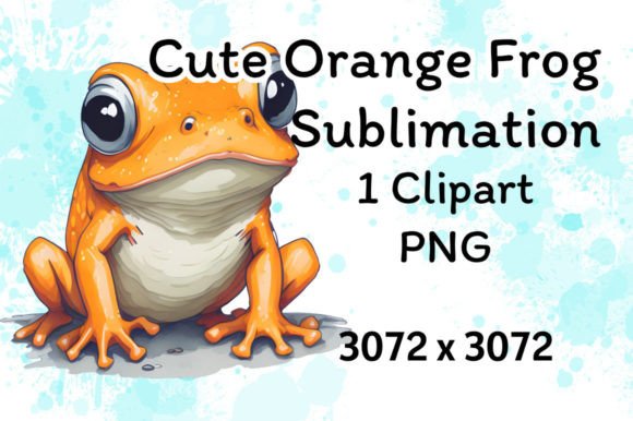 Cute Orange Frog Sublimation Watercolor