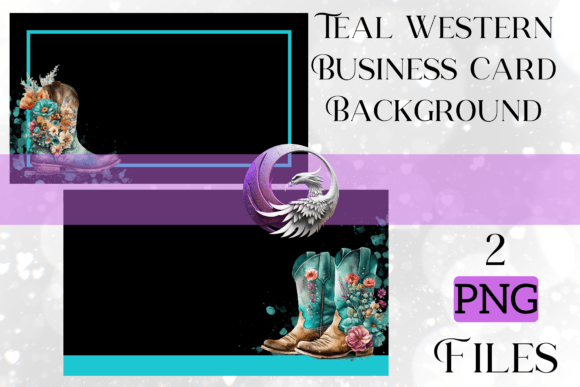 Teal Western Business Card Background: A Bold Fusion of Rugged Style and Professional Art